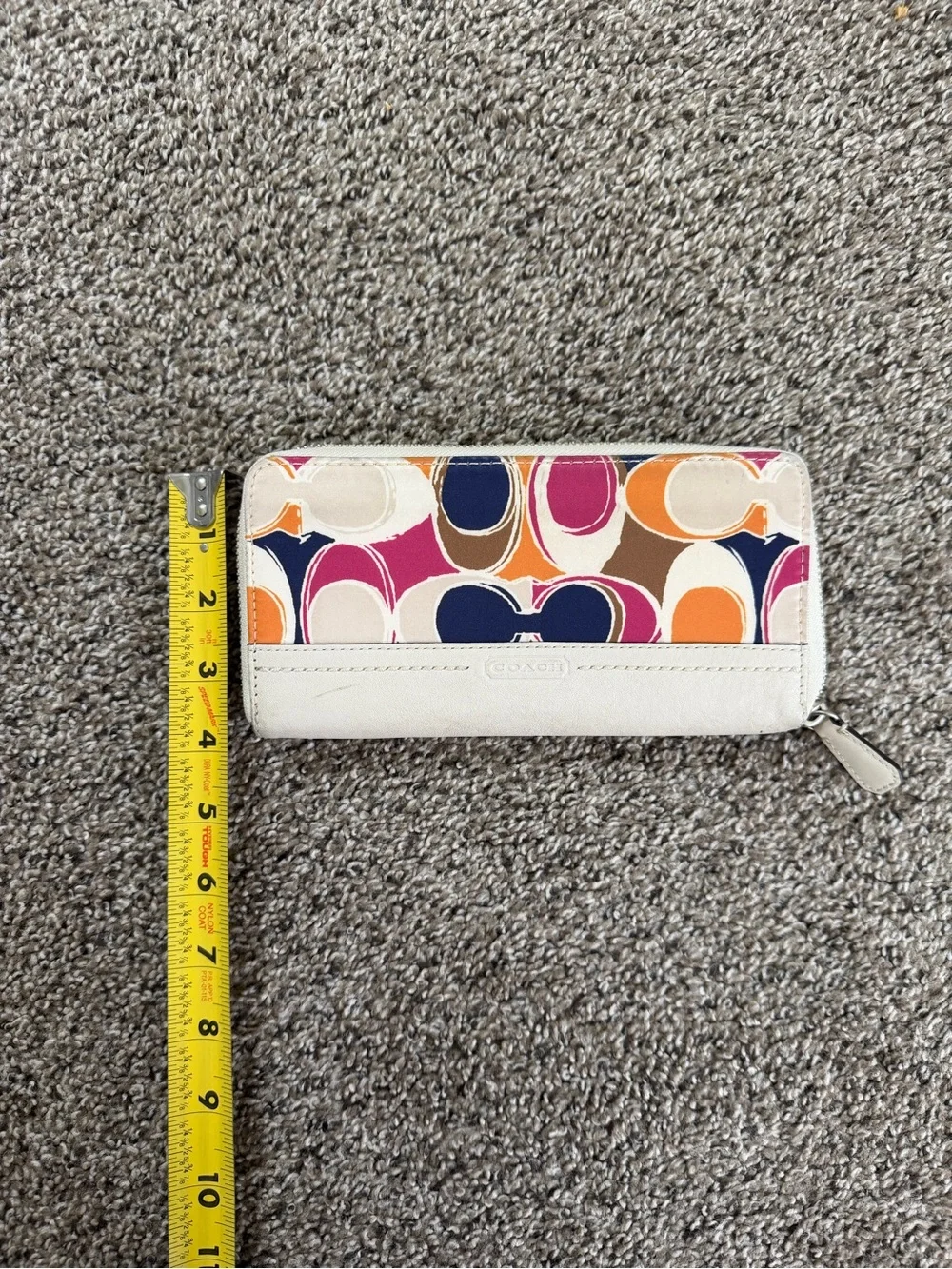 Coach Multicolor Signature Zip Wallet with Cream Trim